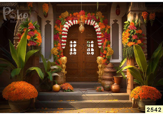 Fabric backdrop-Pongal Home Entrance Decoration Backdrop