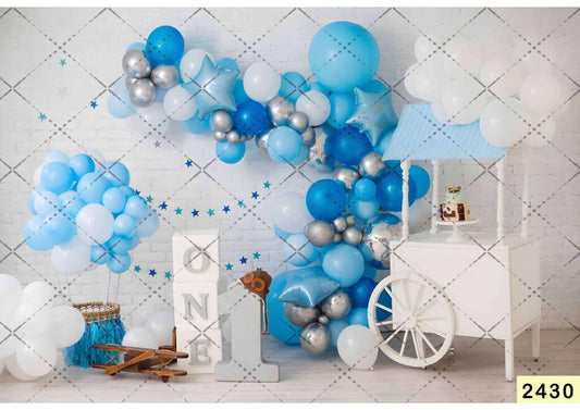 Fabric Backdrop-Blue Baloon Backdrop