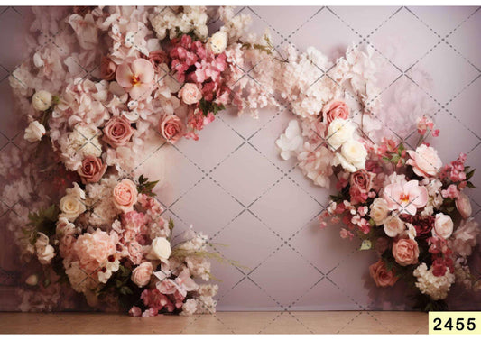 Fabric Backdrop-Wall Decorated Flowers Backdrop