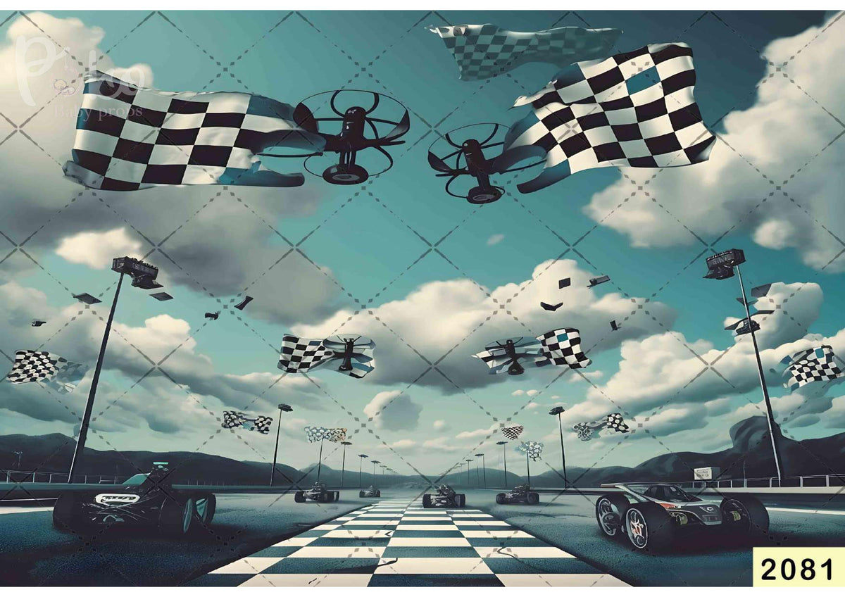 Car Racer babyphotoshoot  Backdrop