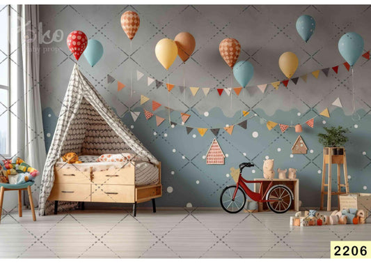 Fabric backdrop- Tent With Balloon Backdrop