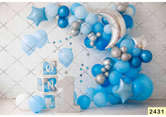 Fabric Backdrop-Light Blue Baloon Backdrop
