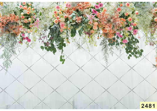 Fabric Backdrop-Colorful Flowers Wall Backdrop