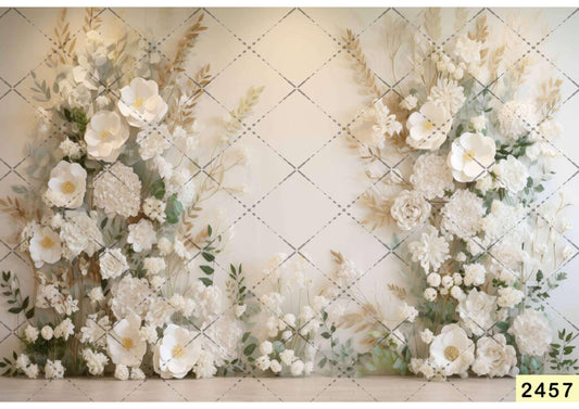 Fabric Backdrop-Pure White Flower Backdrop