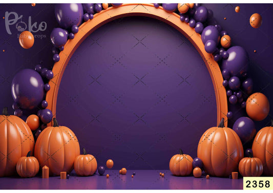 Fabric backdrop-Violet Pumpkin Balloon Backdrop
