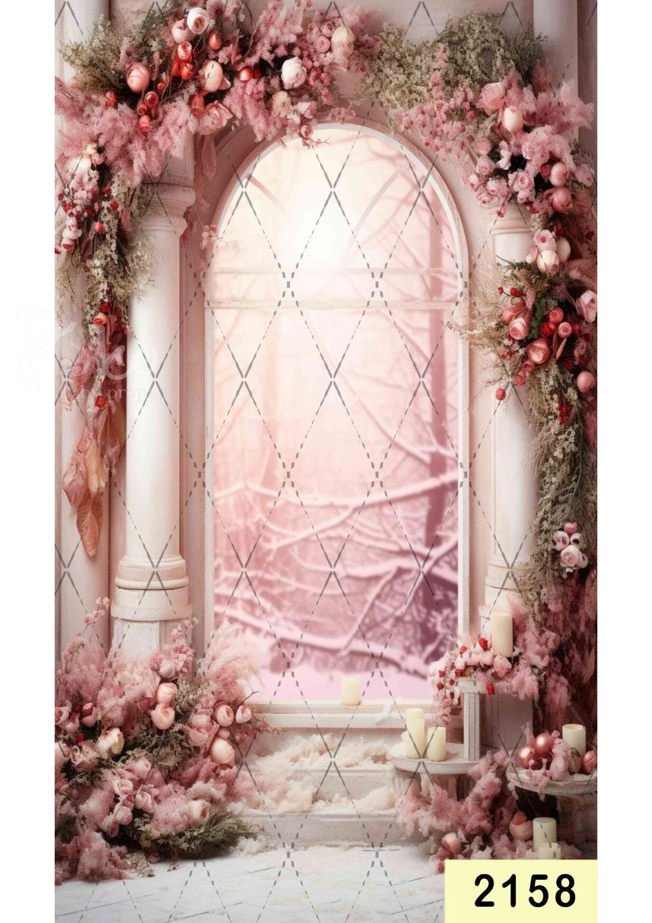 Pink Creeper Flower Arch Backdrop