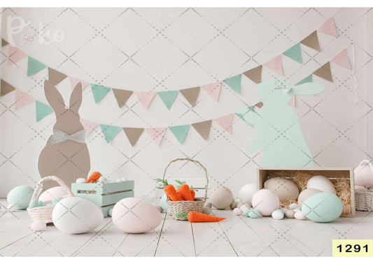 Fabric backdrop-Easter Rabbit With Egg Backdrop