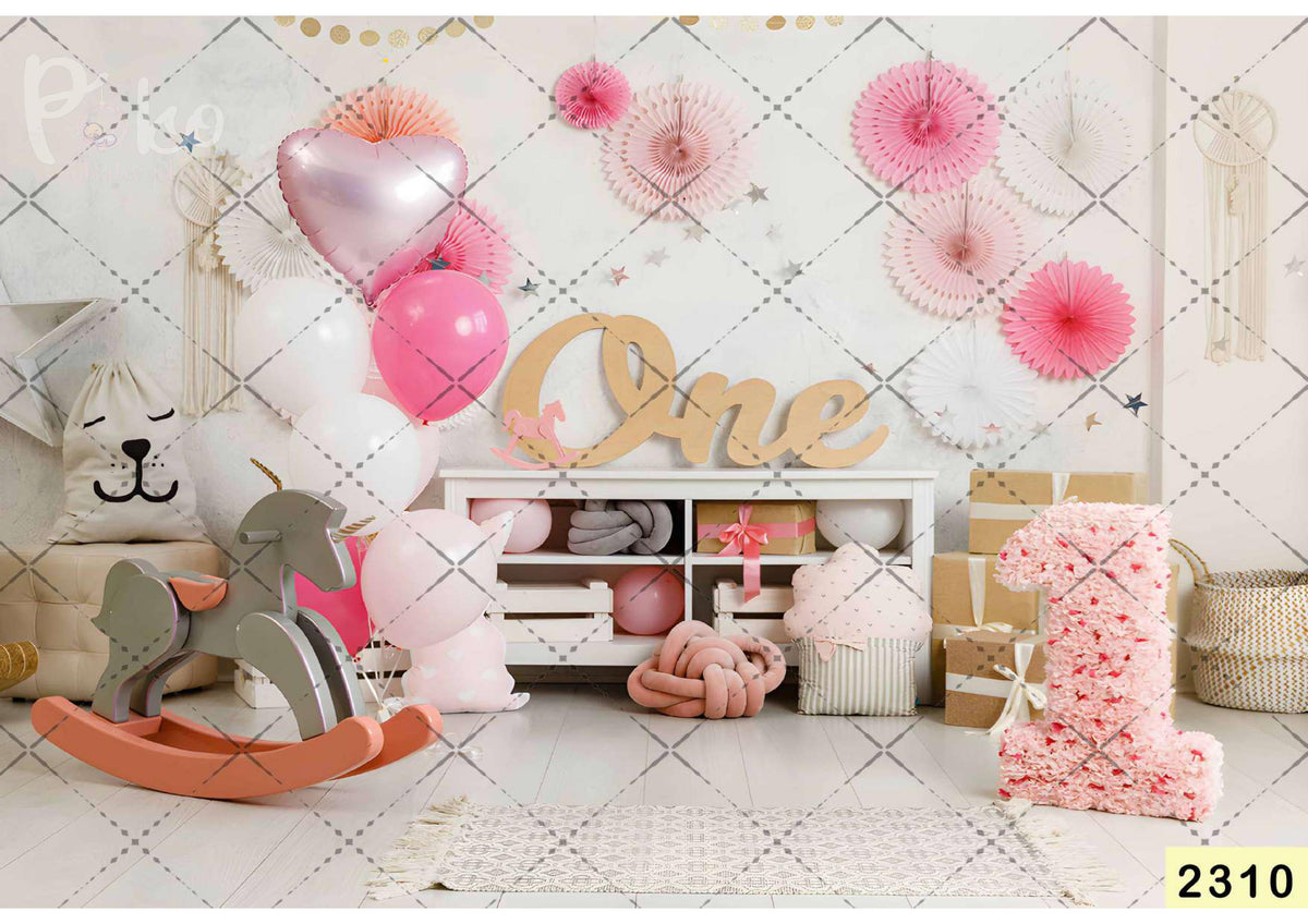 Peach Color Balloon Birthday Backdrop