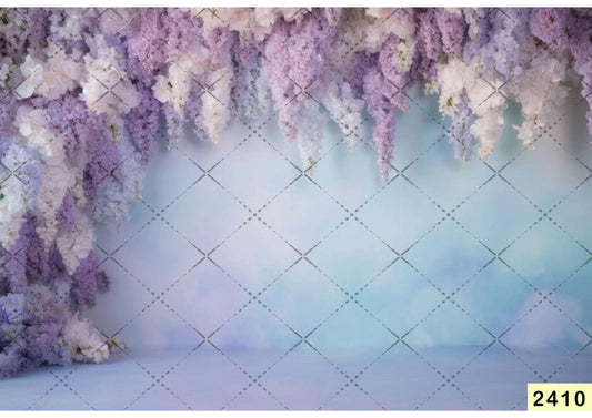 Fabric Backdrop-Lavender Light Blue Flower Backdrop