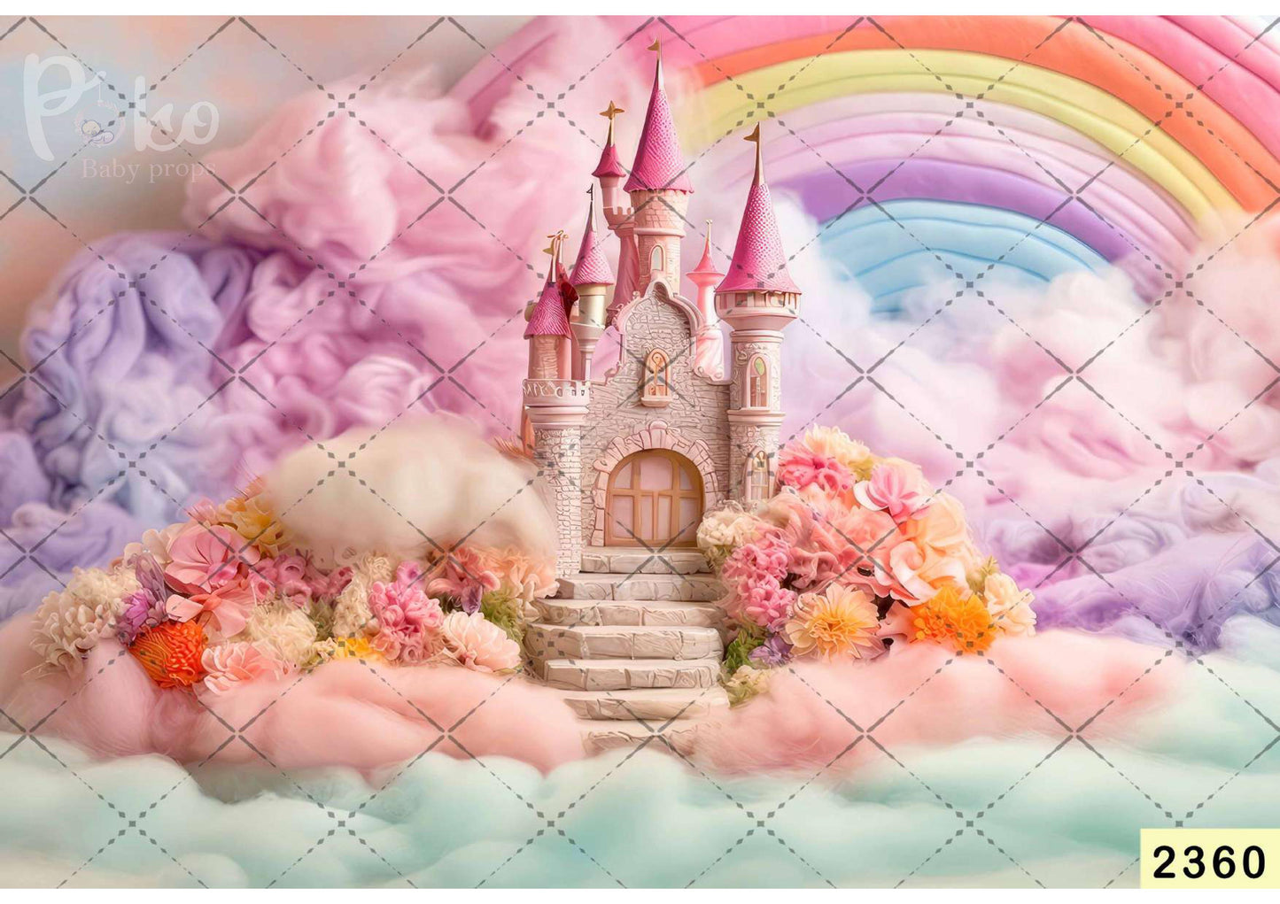 Rainbow Cotton Castle Backdrop