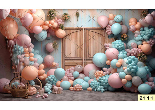 Fabric backdrop-Bubblegum Balloon Backdrop
