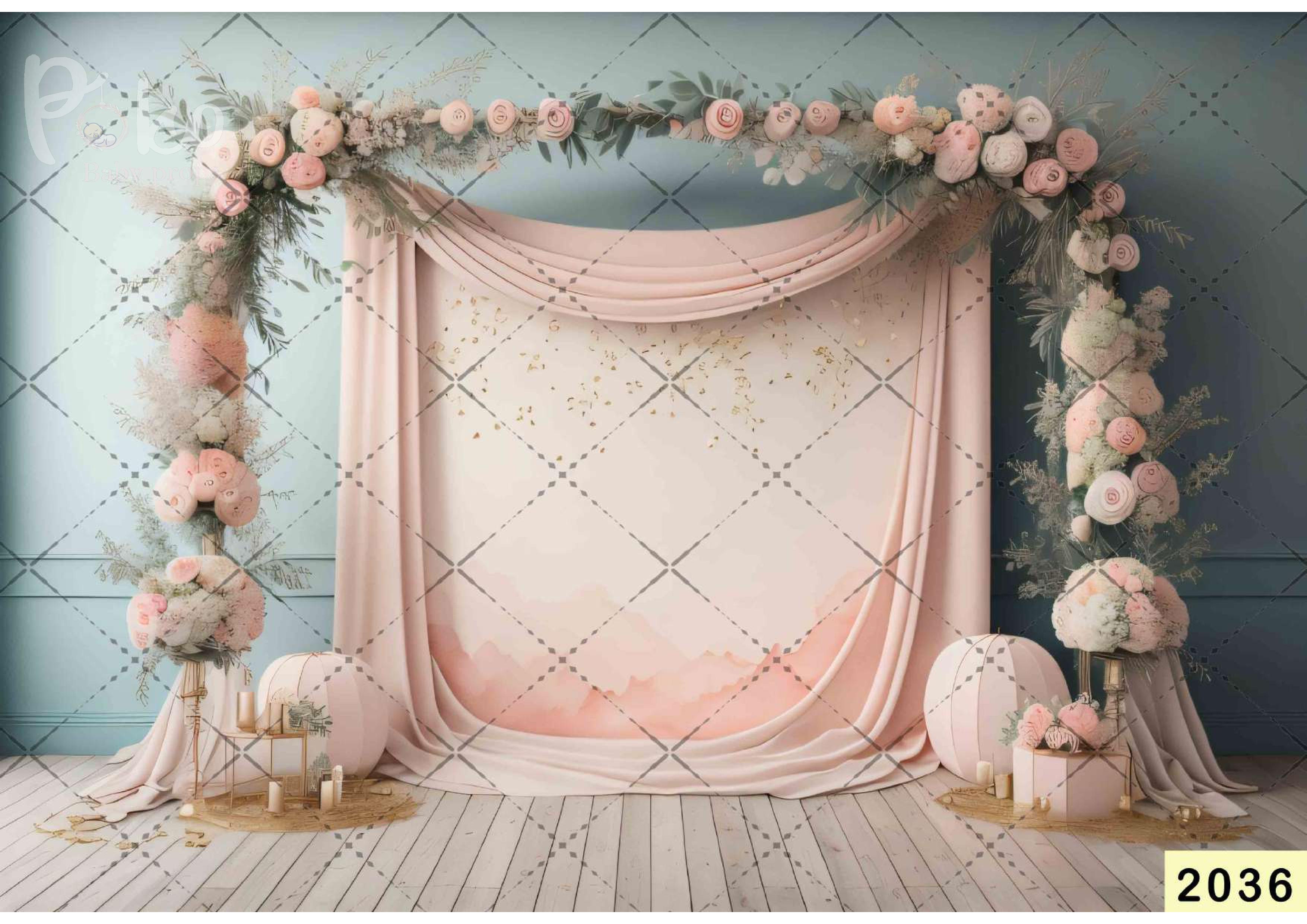 Curtain Creeper Peach Color Flower  Backdrop