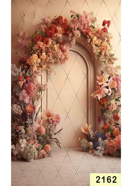 Fabric backdrop-Peach Decoration Floral Backdrop