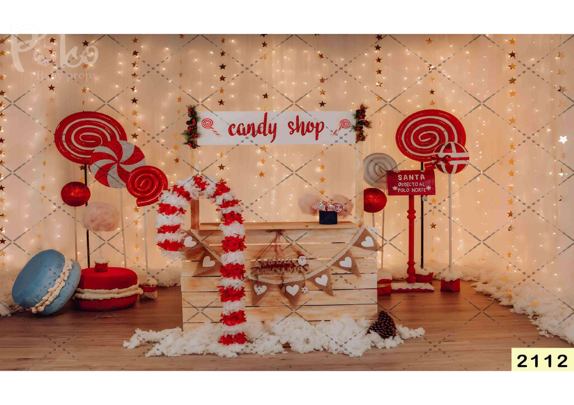 Christmas Candy Shop babyphotoshoot Backdrop