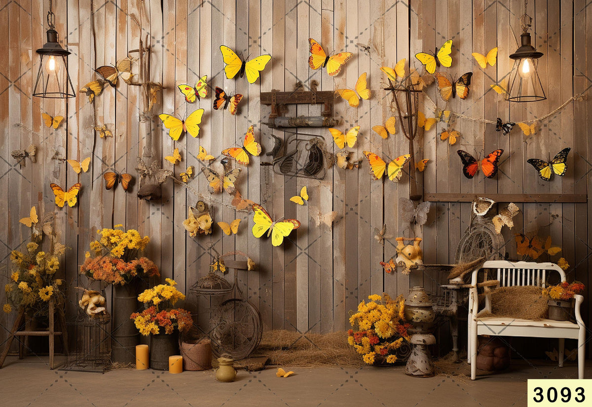 Gold Butterfly babyphotoshoot  Backdrop