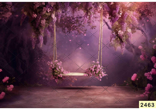 Fabric Backdrop-Violet Swing Flowers Backdrop