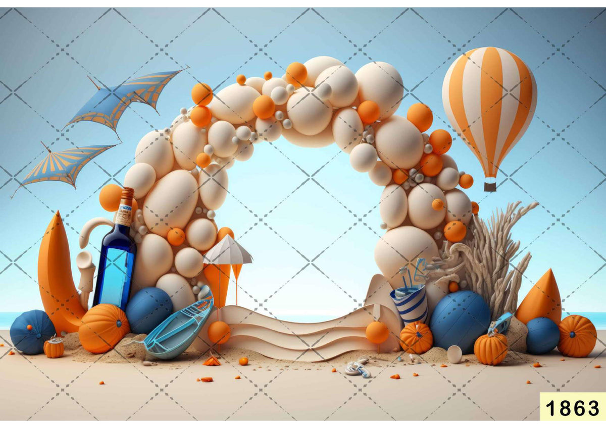 Orange Baloon  Backdrop