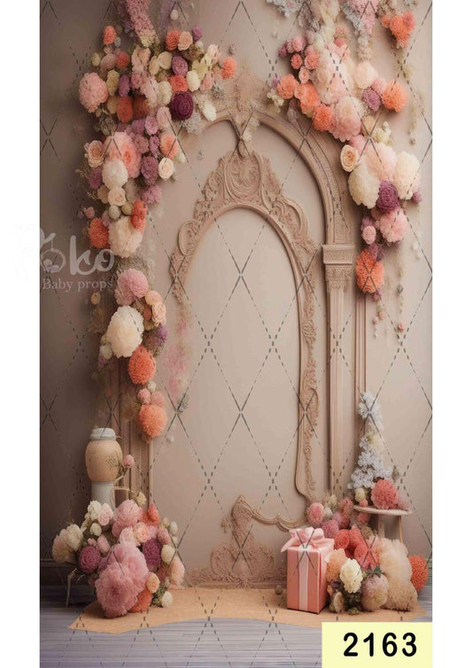 Fabric backdrop-Arch Full Cover Decoration Floral Backdrop