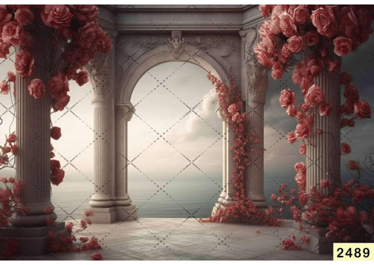 Fabric Backdrop-Fantasy Arch With Flower Backdrop