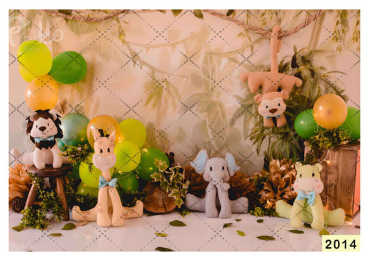 Fabric backdrop-Animal Birthday Backdrop