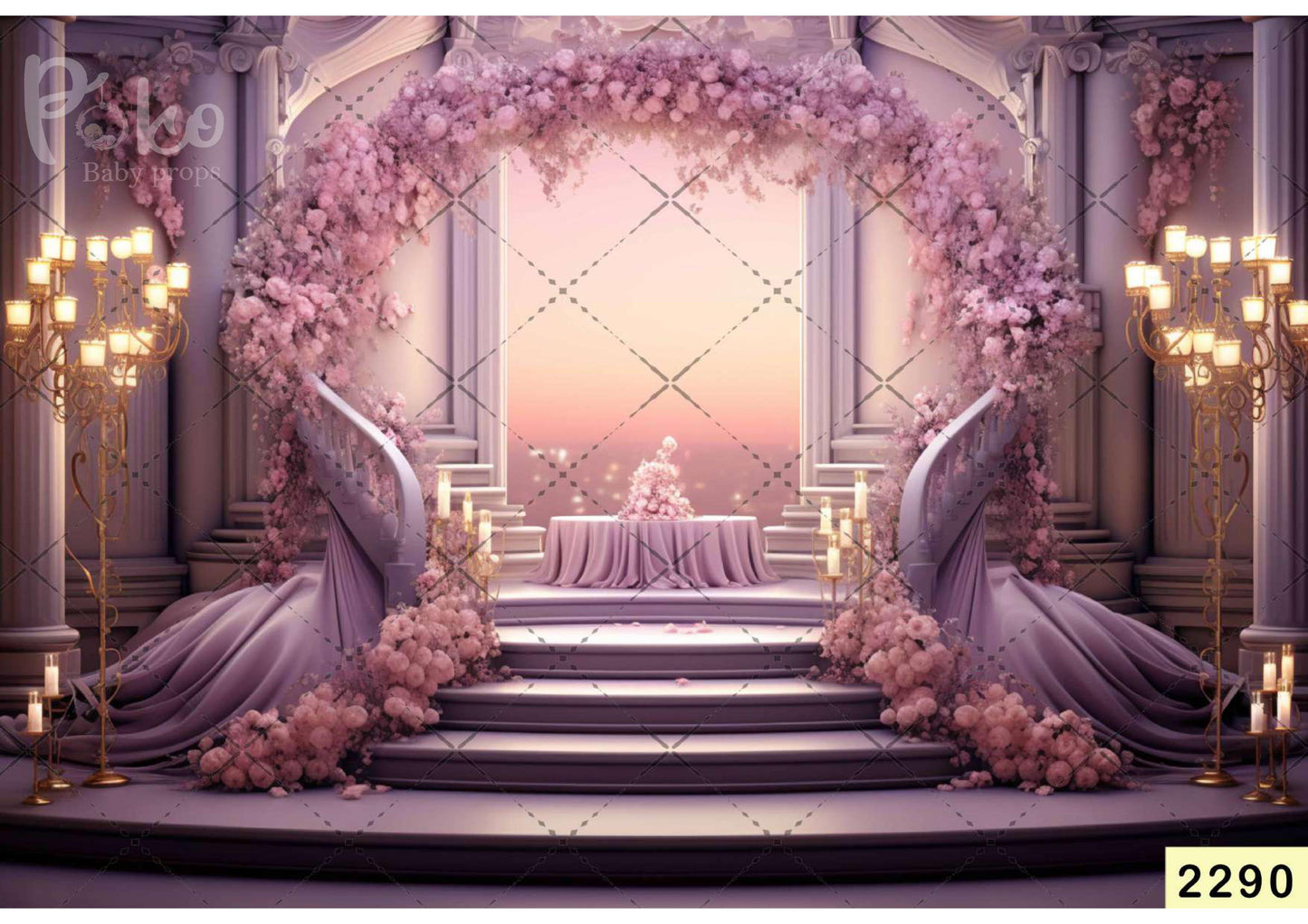 Steps Cover With Pink Floral Backdrop