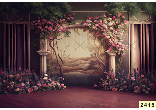 Fabric Backdrop-Arch Flowers Backdrop