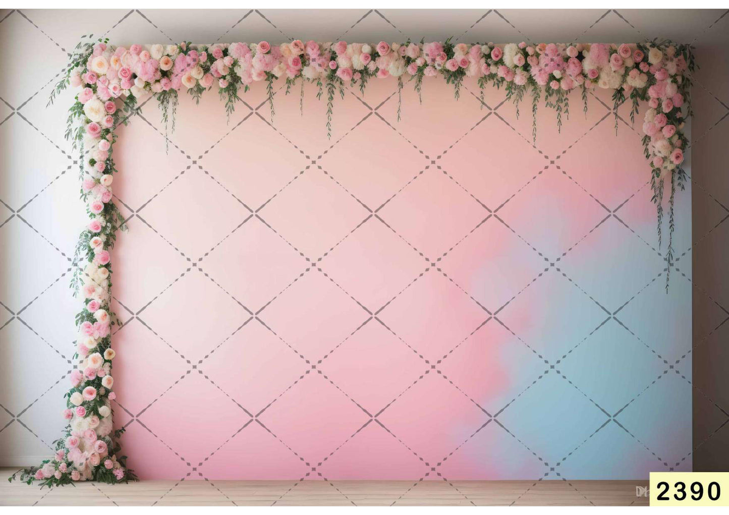 Peach Blue Flower Backdrop