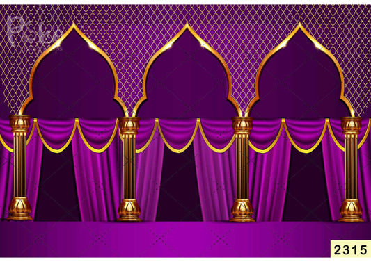 Fabric backdrop-Purple Islamic Palace Backdrop