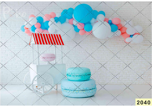 Fabric backdrop-Blue Candy Shop Backdrop