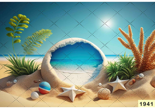 Beach Sand Shell babyphotoshoot Backdrop