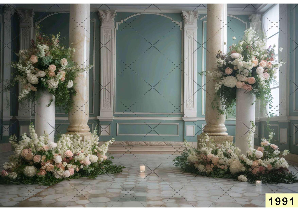 White Flower window Backdro