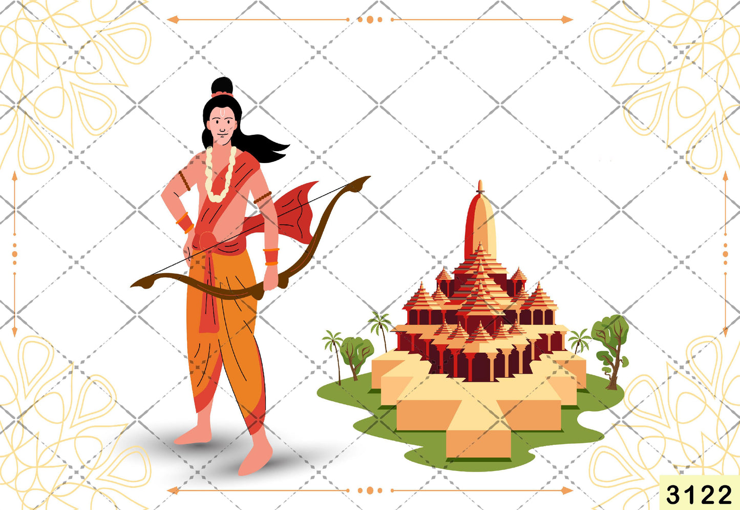 Fabric Backdrop-Ramar With Temple Backdrop