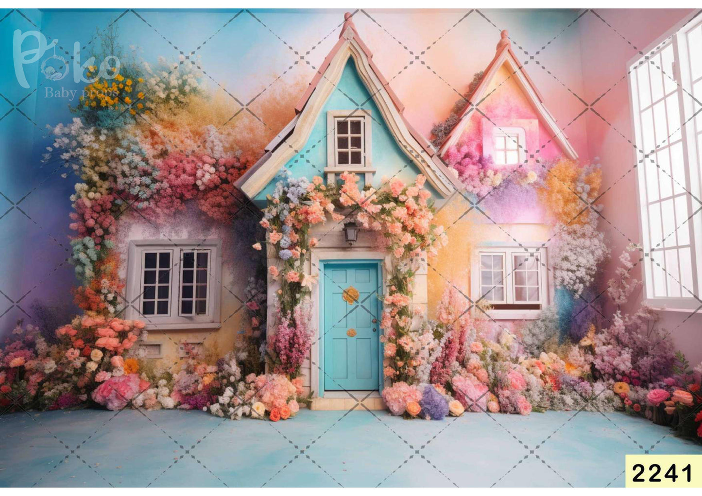 House Cover With Flowers Backdrop