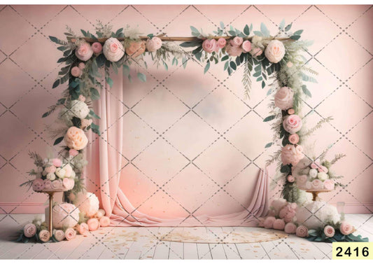 Fabric Backdrop-Flowers Decoration Backdrop