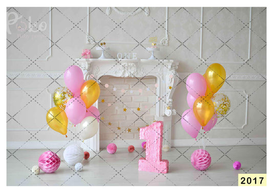 Pink First Birthday Backdrop