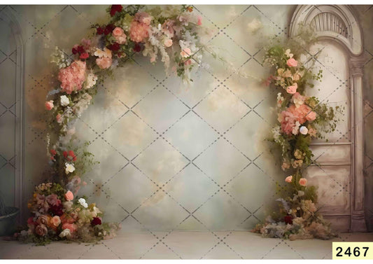 Fabric Backdrop-Side Rose Flowers Backdrop