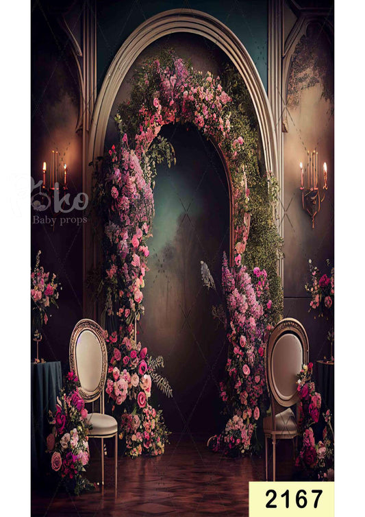 Fabric backdrop-Creeper Rose With Candle Stand Backdrop