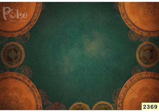 Fabric backdrop- Green Kolam Backdrop