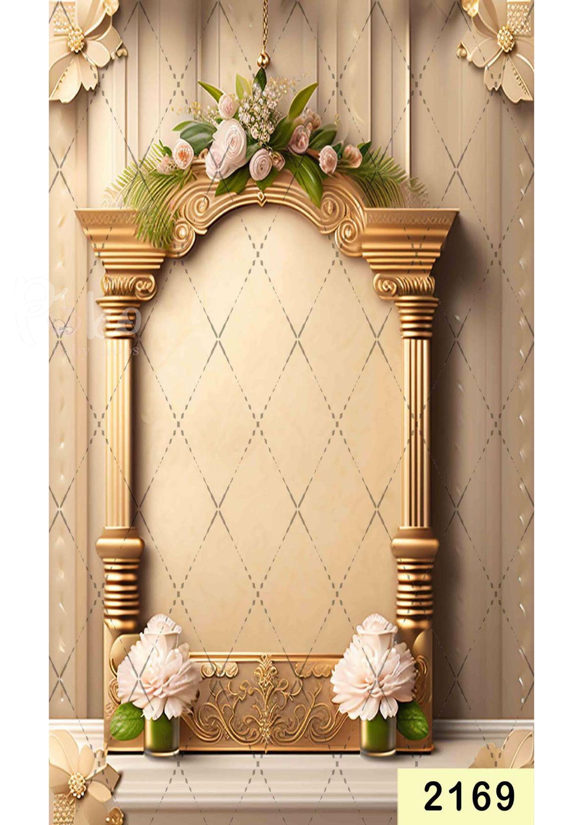 Golden White Floral Backdrop