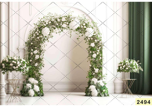 Fabric Backdrop-White Flower Arch Backdrop