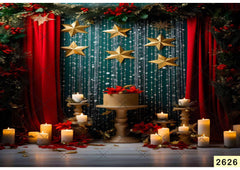 Stars And Candle Christmas Backdrop