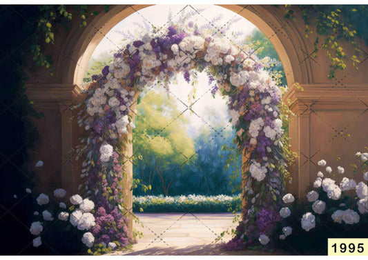 White And Lavendar Arch Backdrop