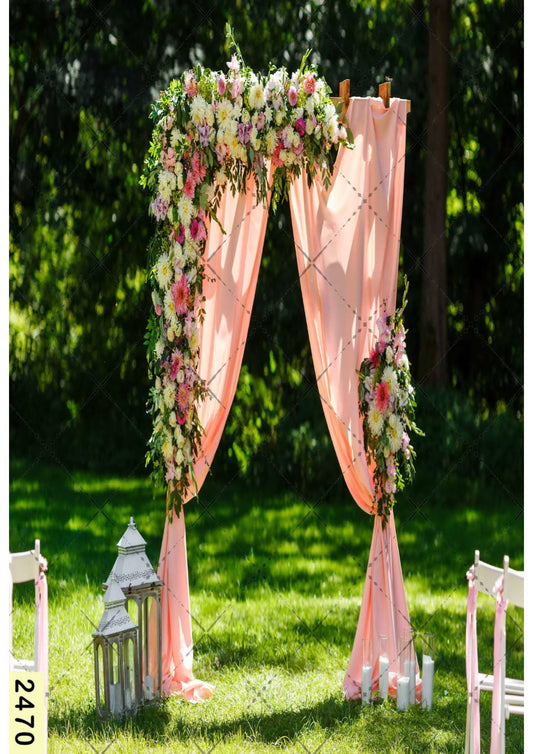 Fabric Backdrop-Arch Curtain Rose Flowers Backdrop