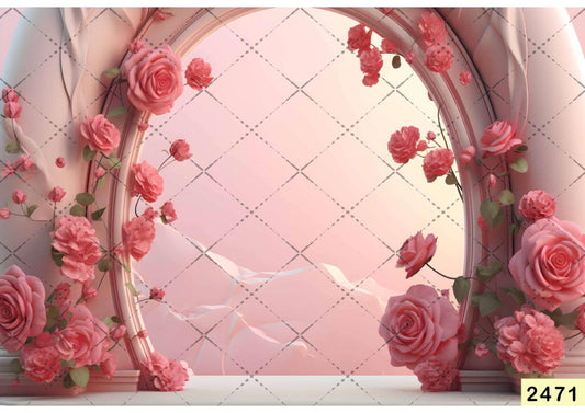 Fabric Backdrop- Rose Arch Flowers Backdrop