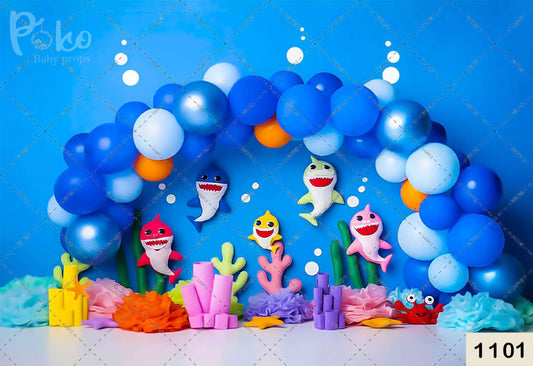 Arch Balloon Sea Birthday Backdrop