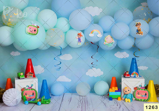 Fabric backdrop-Cocomelon Balloon Backdrop