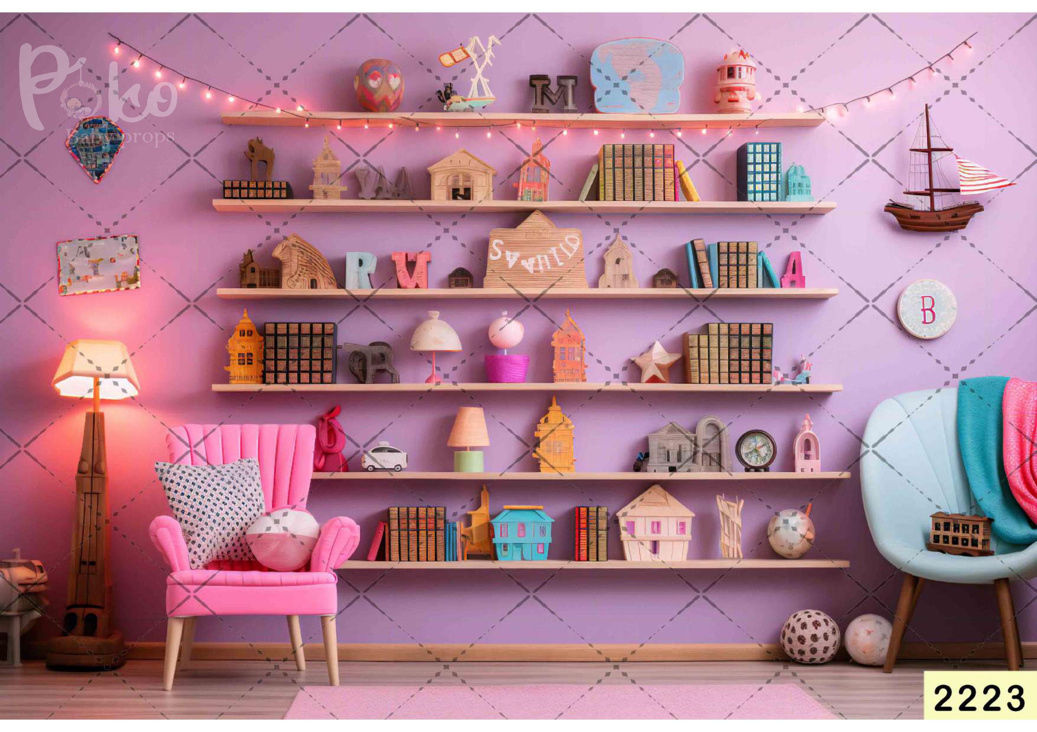 Pink Kids Room Backdrop