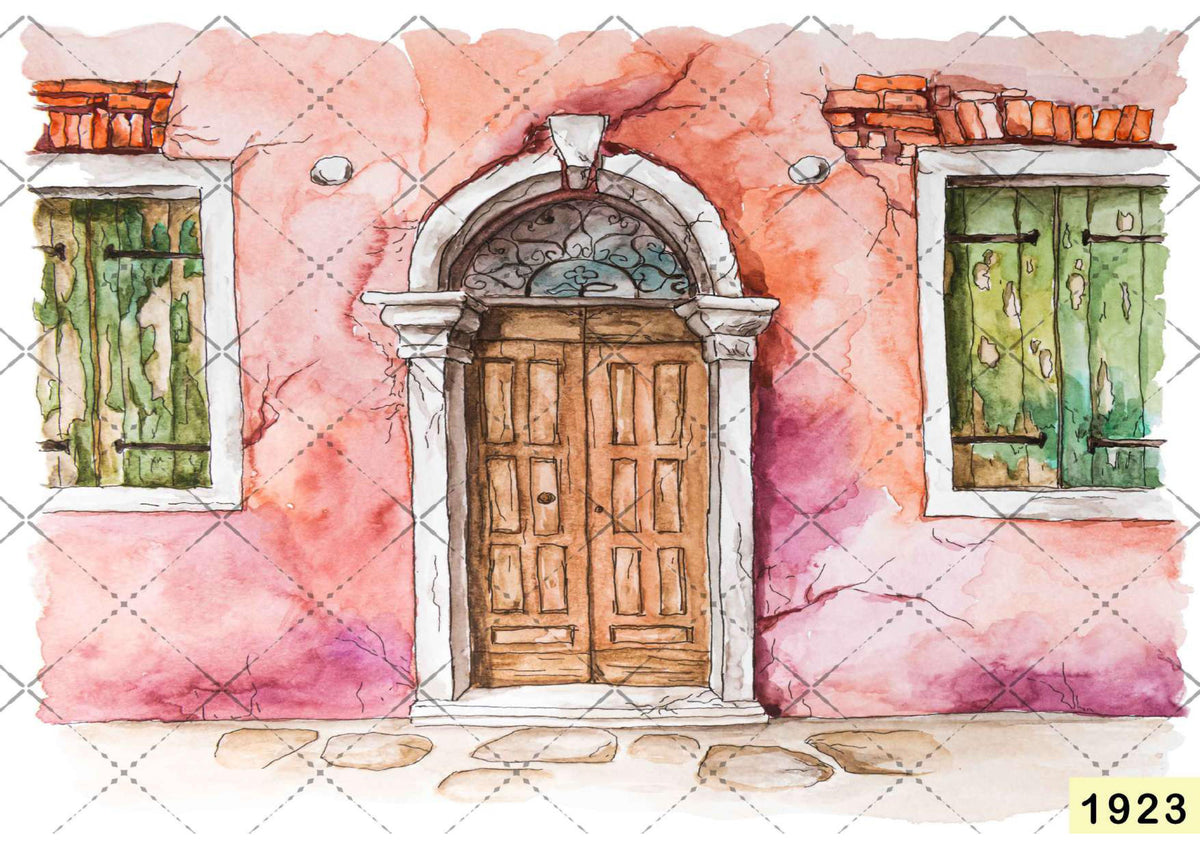 Green Window Painting Backdrop