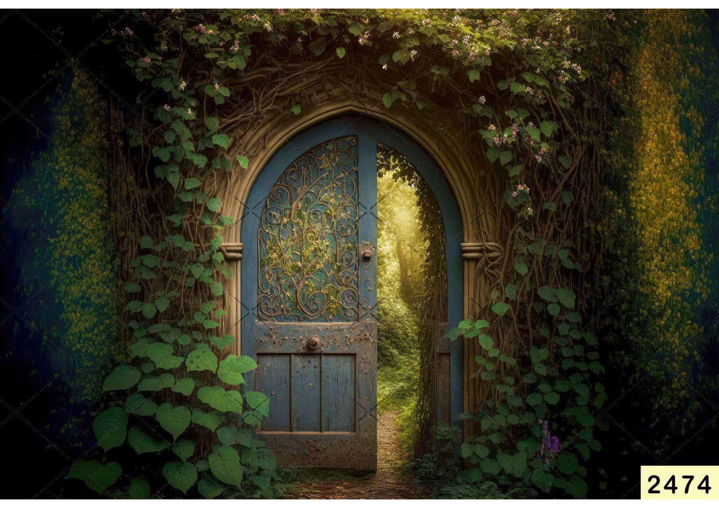 Green Garden Door Backdrop