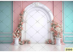 White Door With Floral Backdrop